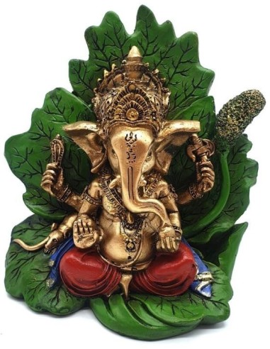 Déco Ganesh sur feuille en résine et en 11 cm