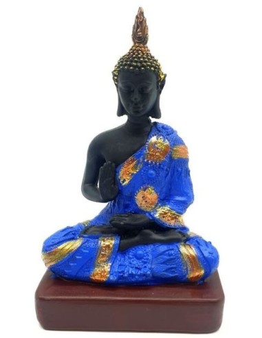 Statue Résine Bouddha Thaï bleu 18 cm