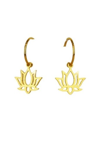 Boucles d'oreilles Lotus bijou en  acier doré