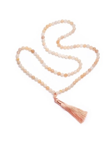 Mala Aventurine rose avec pompon bijou 108 perles