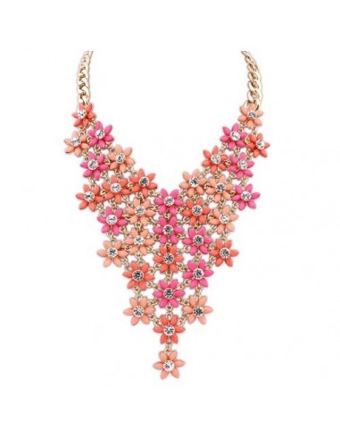 Collier fleurs roses et saumon modèle Akihiro