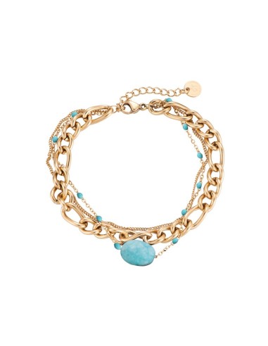 Bracelet bleu bijou en acier multi chaînes