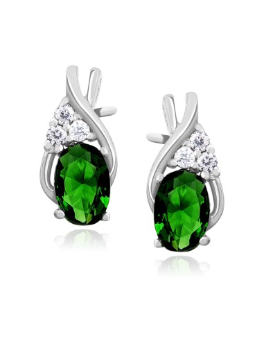 Boucles d'oreilles zircones vert en argent