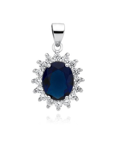 Pendentif zircon bleu saphir bijou en argent