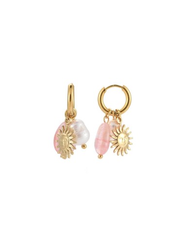 Boucles d'oreilles cristal rose bijou en acier