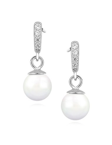 Boucles d'oreilles perle et zircones bijou en argent