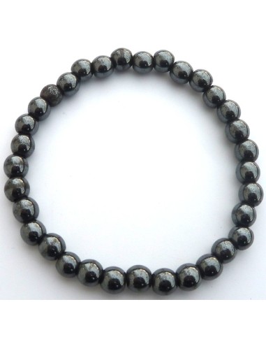 Bracelet hématite perles de  6 mm x 18 cm