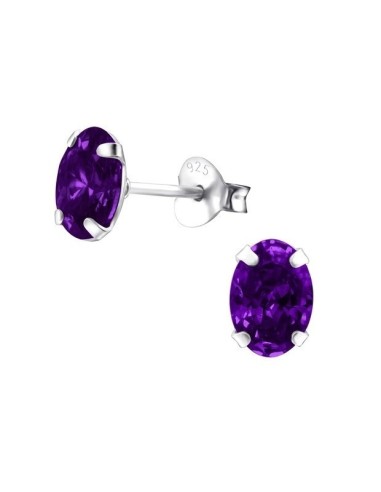 Boucles d'oreilles cristal violet argent