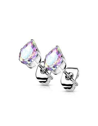 Boucles d'oreilles bijou en acier et zircone en 4 mm