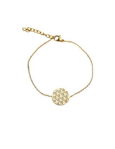 Bracelet fleur de vie en acier doré