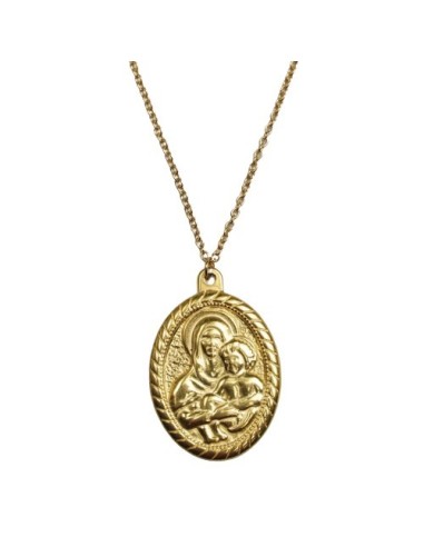 Collier pendentif sainte Vierge en acier doré