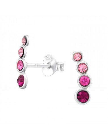Boucles d'oreilles cristal rose et argent