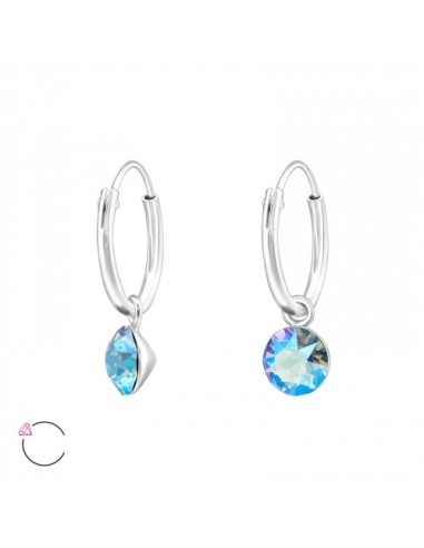 Boucles d'oreilles créoles cristal bijou en argent