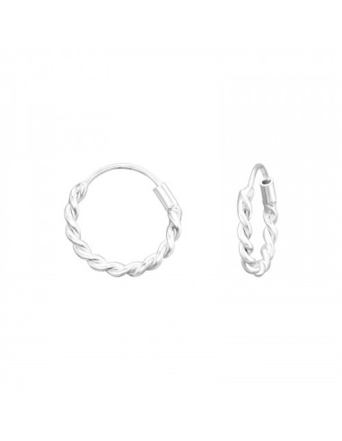 Créoles 12 mm en argent style torsadé