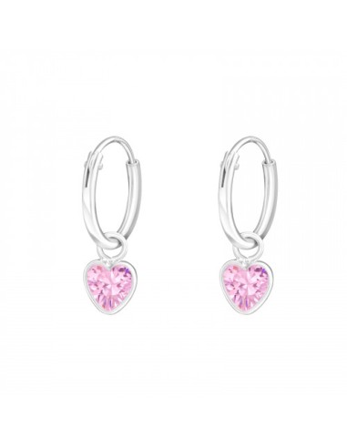 Boucles d'oreilles créoles cœur cristal bijou en argent