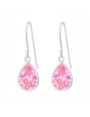Boucles d'oreilles pendantes cristal rose et argent