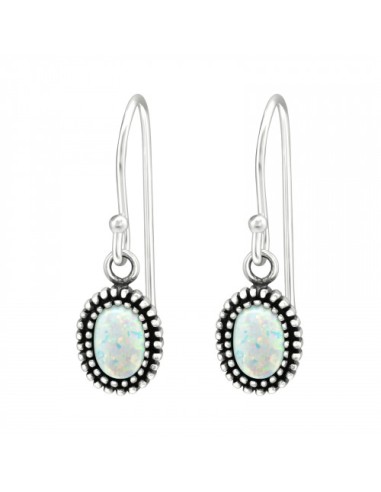 Boucles d'oreilles opale blanche en  argent