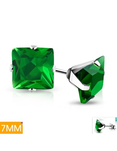 Boucles d'oreilles vert émeraude bijou en acier