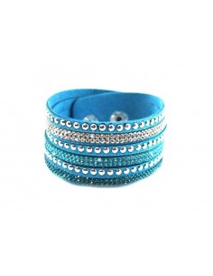 Bracelet Wrap Strass bleu modèle Bijoy