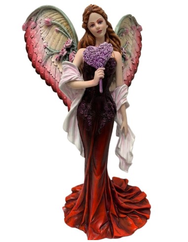 Statuette figurine fée elfe et fleurs en 34 cm