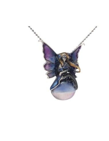 Pendentif collier fée en étain