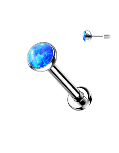 Piercing labret opale bleu 3 mm