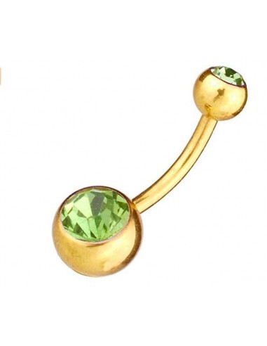 Piercing nombril  doré et vert  modèle Blaade