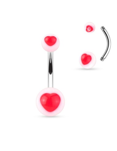 Piercing nombril cœur acrylique