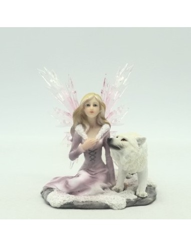 Statuette figurine fée et loup en 10 cm
