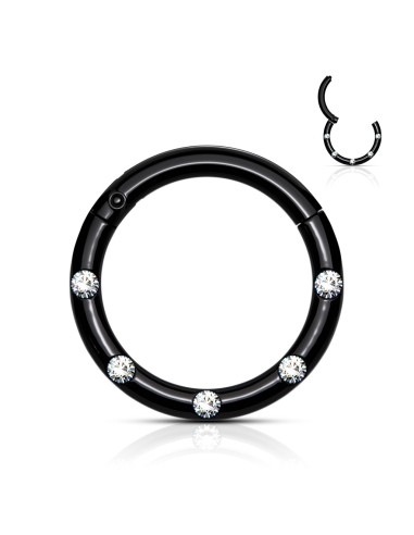 Piercing anneau articulé  noir à fermeture clip