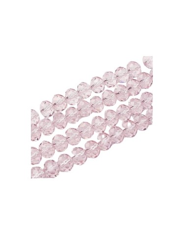 Perles en verre à facette rose en 10 mm
