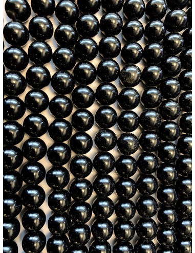 Perles en obsidienne noire en 6 mm