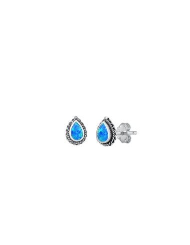 Boucles d'oreilles opale bleue bijou en argent