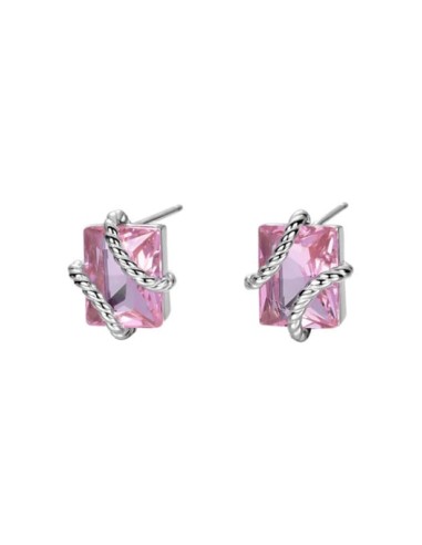 Boucles d'oreilles en argent et zircone rose