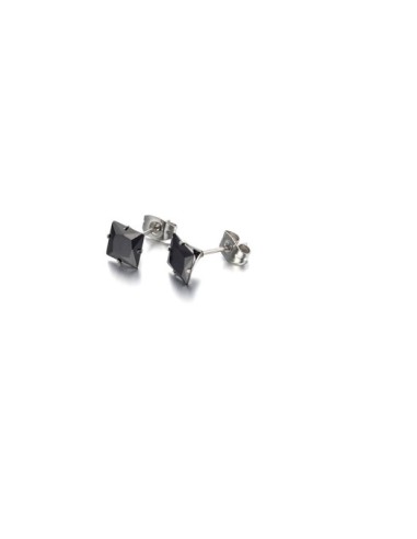 Boucles d'oreilles carré noir 6 mm bijou en acier