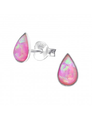 Boucles d'oreilles opale rose et argent