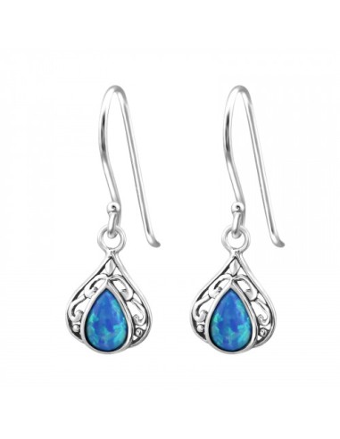 Boucles d'oreilles opale bleue en  argent