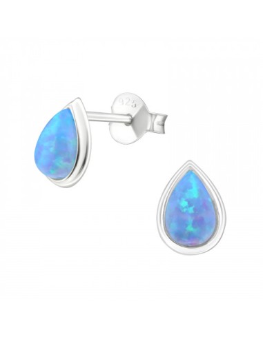 Boucles d'oreilles opale bleue en  argent