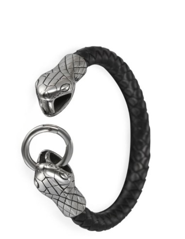 Bracelet serpent bijou en acier et cuir