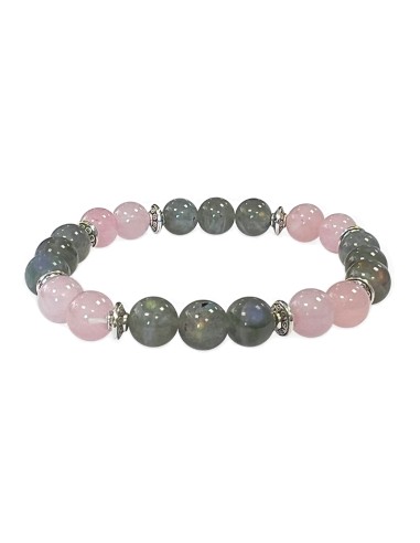 Bracelet Labradorite et quartz rose bijou en 8 mm