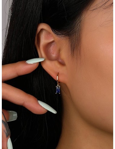 Créoles Boucles d'oreilles bleues bijou en plaqué or