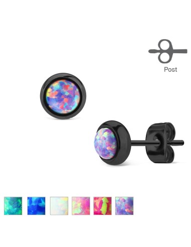 Boucles d'oreilles opales violet bijou en acier 6 mm