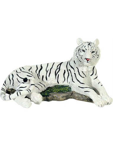 Statuette tigre du Bengale blanc allongé