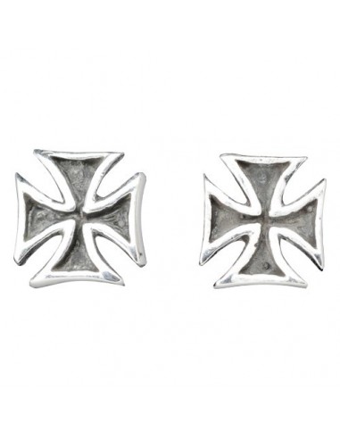 Boucle d'oreille argent croix de malte modèle Baldo