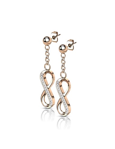 Boucles d'oreilles infini bijou en acier rose