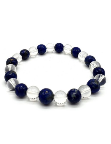 Bracelet en Lapis lazuli et cristal en 8 mm