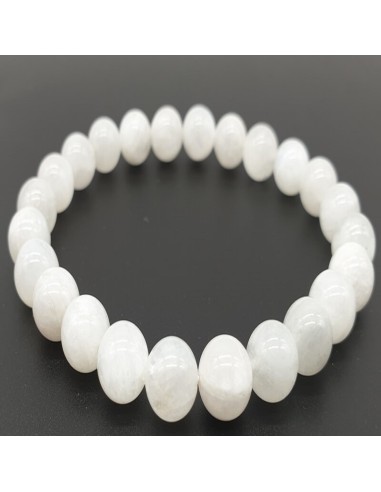 Bracelet Pierre de Lune Blanche 'AA' perles 8mm