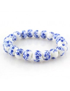 Bracelet porcelaine fleurs bleues modèle Buzzer