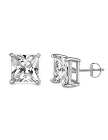 Boucles d'oreilles zircone carré 4 mm bijou en argent