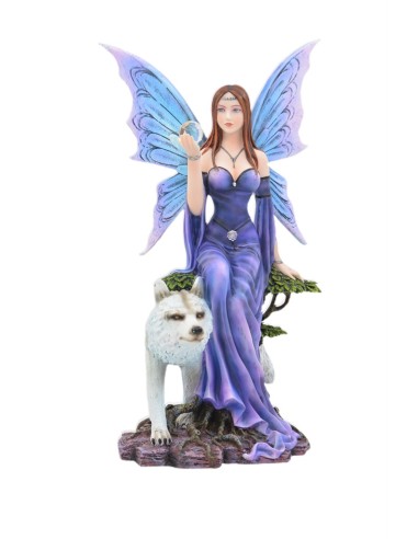 Statuette figurine fée et loup en 29 cm